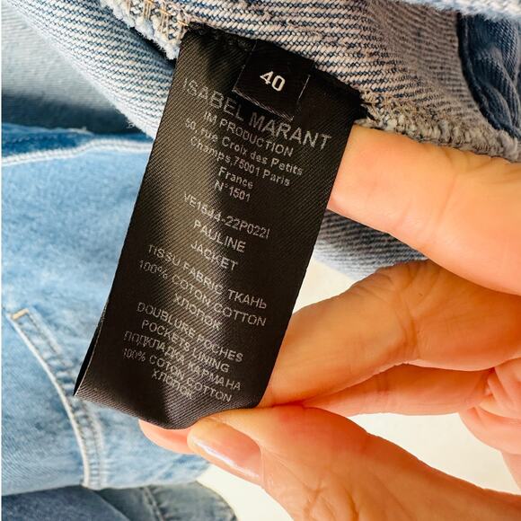 NWT Isabel Marant Medium Wash Pauline Snap Front Denim Jean Jacket 40 / L - Picture 10 of 15